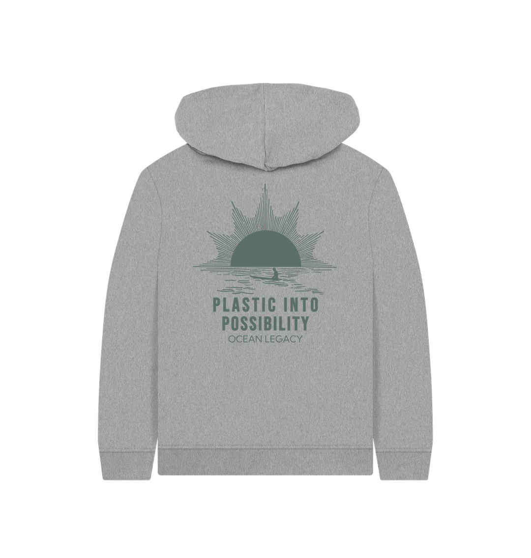 Athletic Grey Printed Kids Hoodie Back