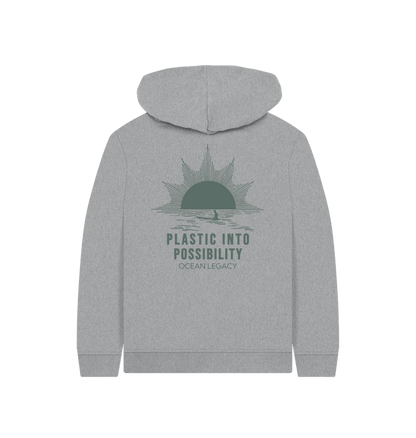 Athletic Grey Printed Kids Hoodie Back