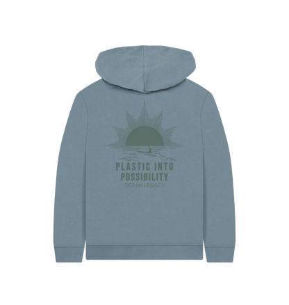 Stone Blue Printed Kids Hoodie Back