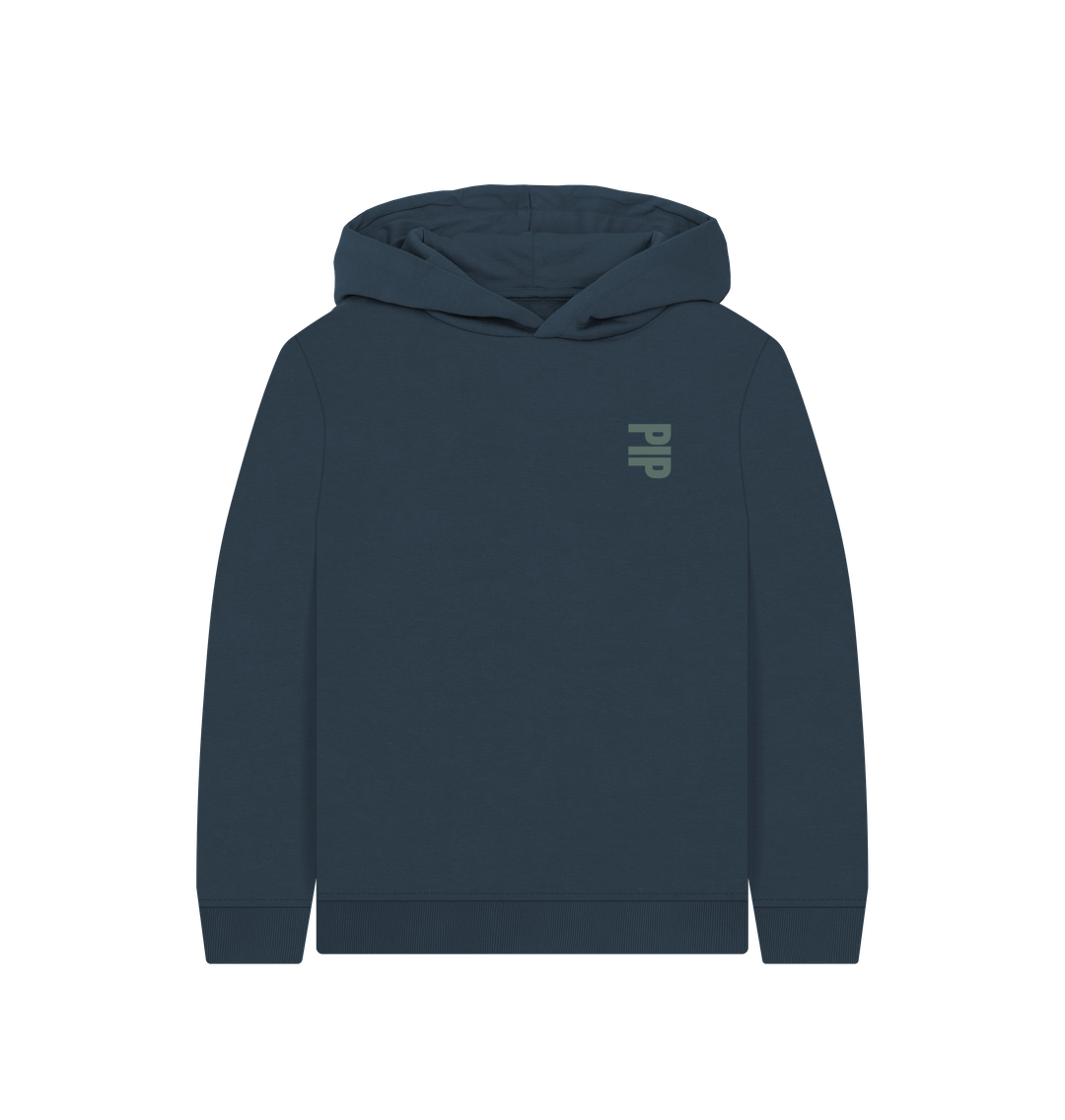 Navy Blue Printed Kids Hoodie Front