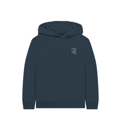 Navy Blue Printed Kids Hoodie Front