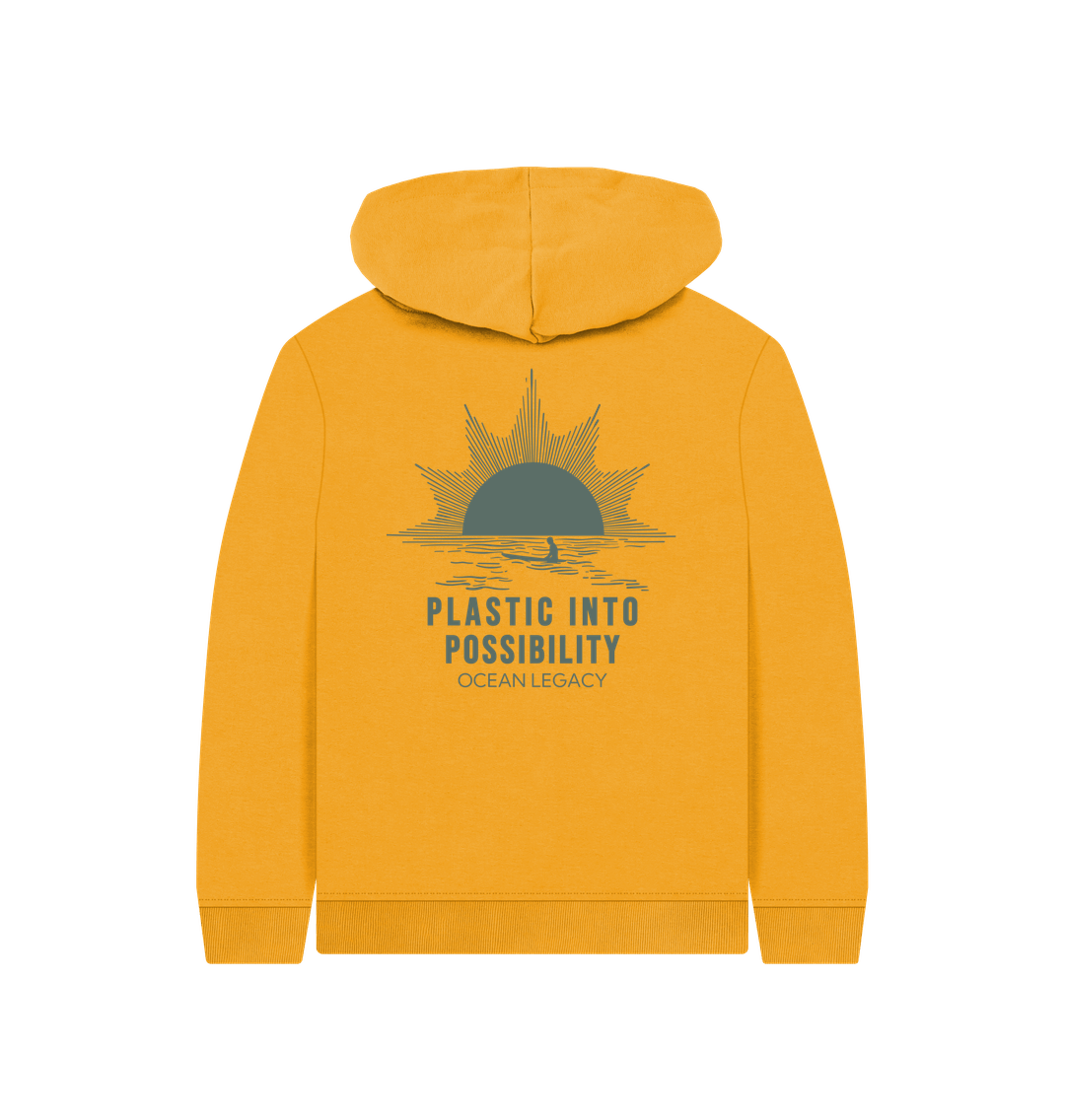 Mustard Printed Kids Hoodie Back