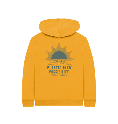 Mustard Printed Kids Hoodie Back