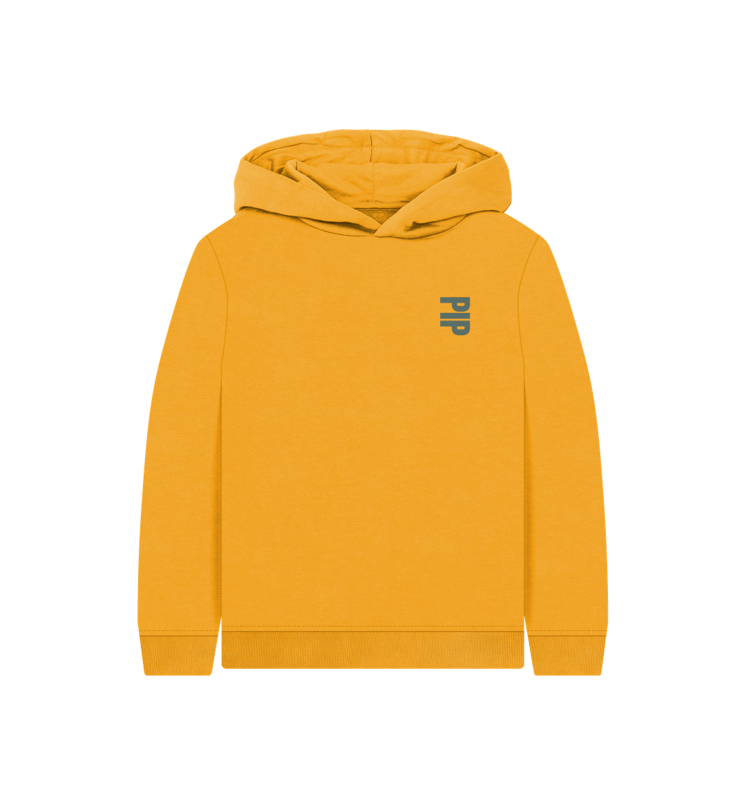 Mustard Printed Kids Hoodie Front