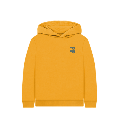 Mustard Printed Kids Hoodie Front