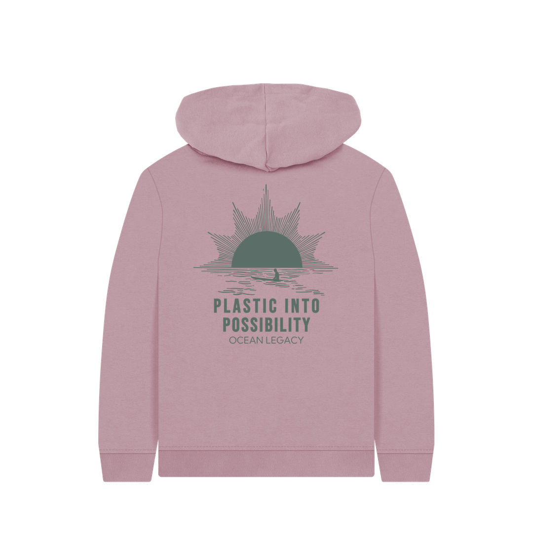 Mauve Printed Kids Hoodie Back