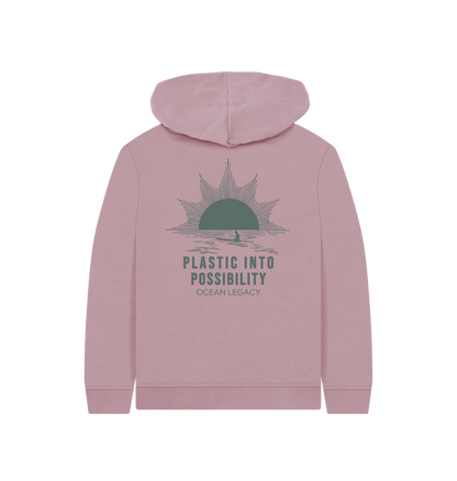 Mauve Printed Kids Hoodie Back