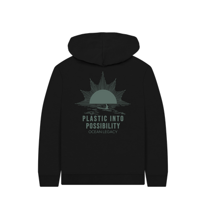 Black Printed Kids Hoodie Back